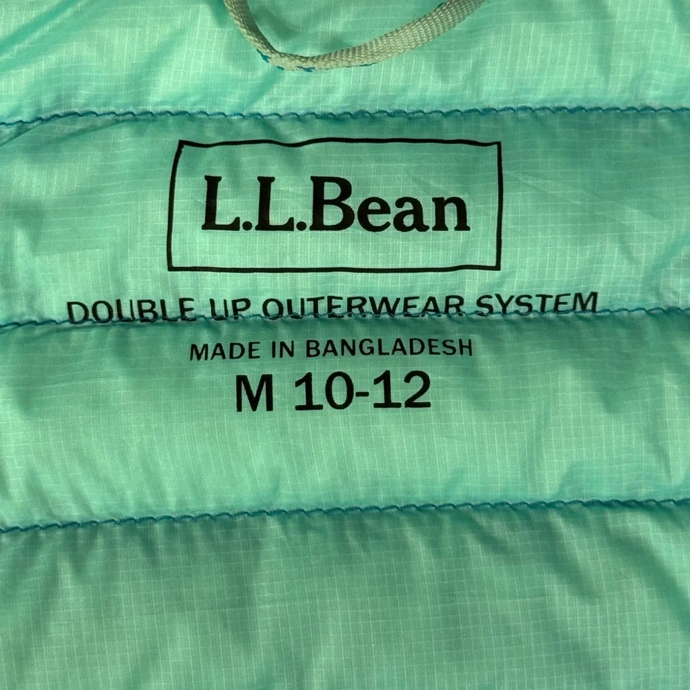 LL Bean Double Up Outer Wear Down Downtek 650 Blue Unisex Puffer Jacket 10-12
